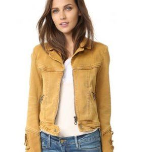 Free People Denim Distressed Jacket Feel Good Brenda Boho Laced Size X Small